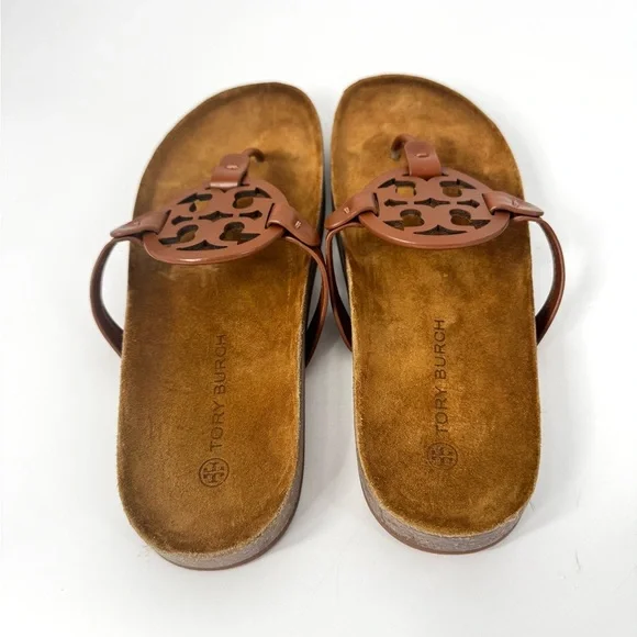 Tory Burch Miller Cloud Sandals Brown Suede - Picture 5 of 8